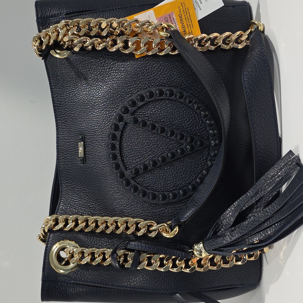 NWT ☑️Valentino LUISA ROCK Leather Chain Quilted NAVY BLUE💙 NWT, DUST BAG & COA - Picture 14 of 17
